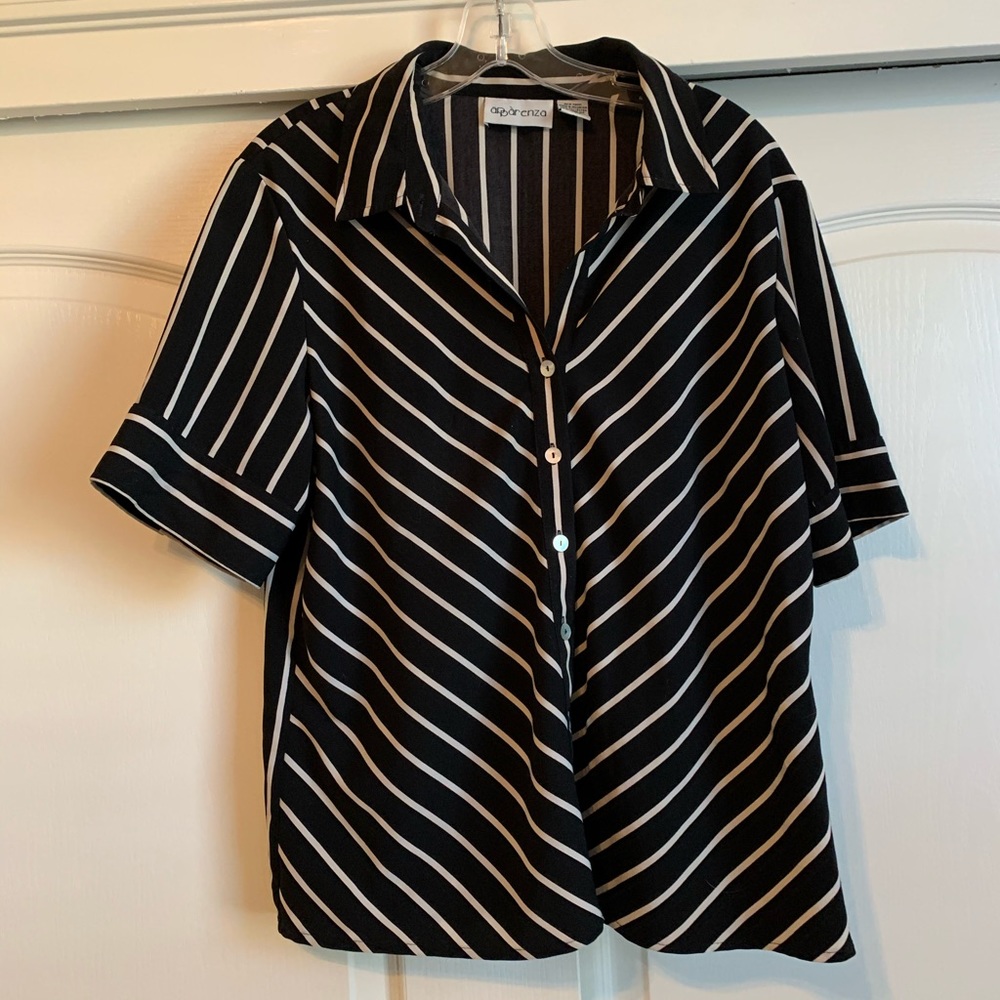 Vintage Striped Collared Blouse